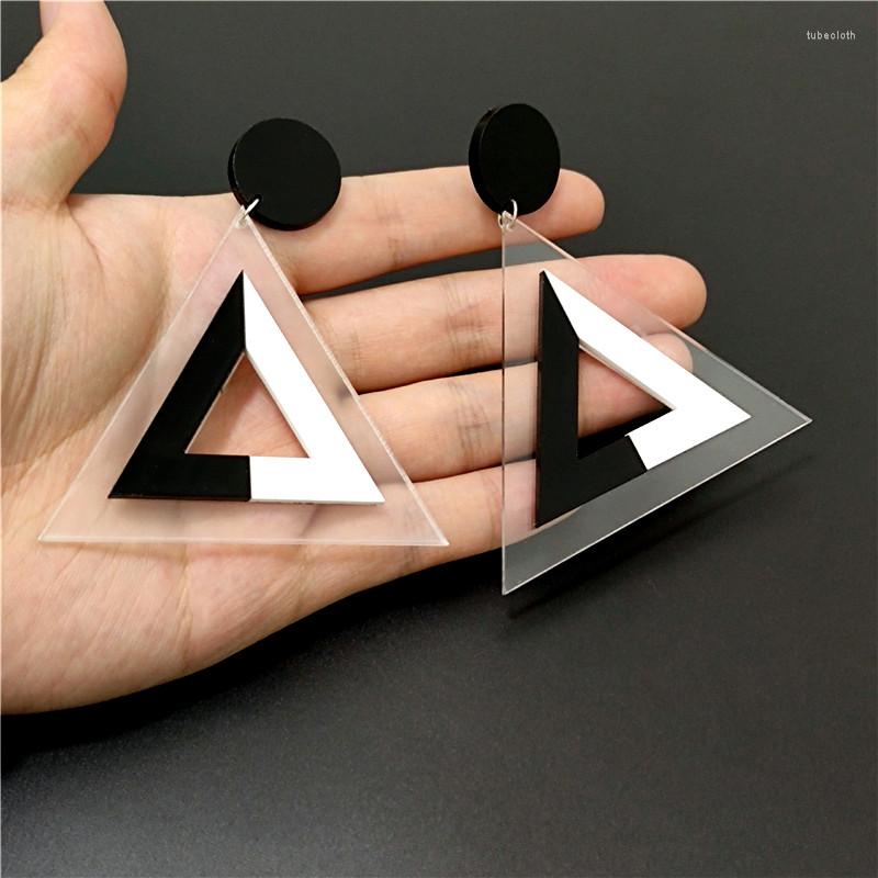 

Dangle Earrings KUGUYS Triangle For Women Classic Fashion Simple Acrylic Clear Black White Jewelry Accessories