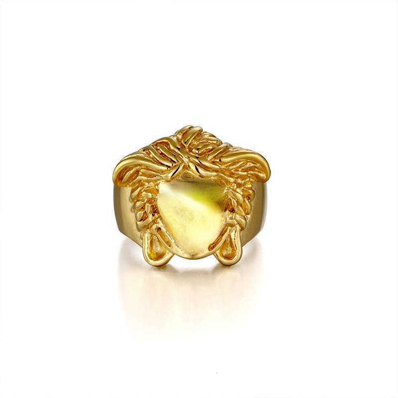 

High Quality Male Ring Luxury Designer Jewelry Medusa Gold Plated Personality Versatile Design Men and Womens Accessories