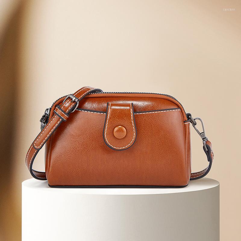 

Evening Bags FUNMARDI Retro Oil Wax Leather Crossbody Bag For Women Small Square 2022 Vintage PU Ladies Shoulder Phone Purse WLHB3201, Black