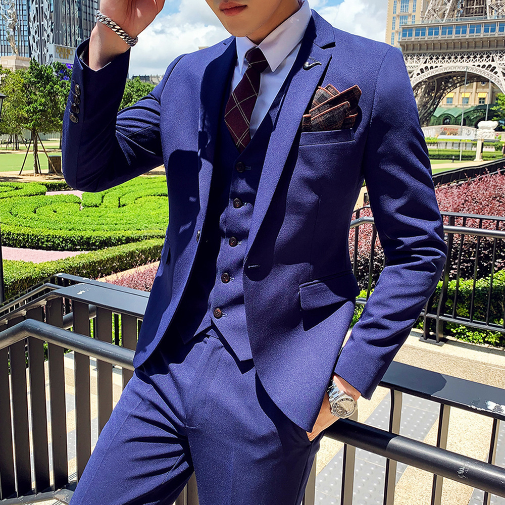 

Men's Suits Blazers 3 Pcs Set Jacket Vest Pants Men's Business Casual Groom Wedding Dress Formal Suit Male Blazers Coat Trousers Waistcoat 221008, Black