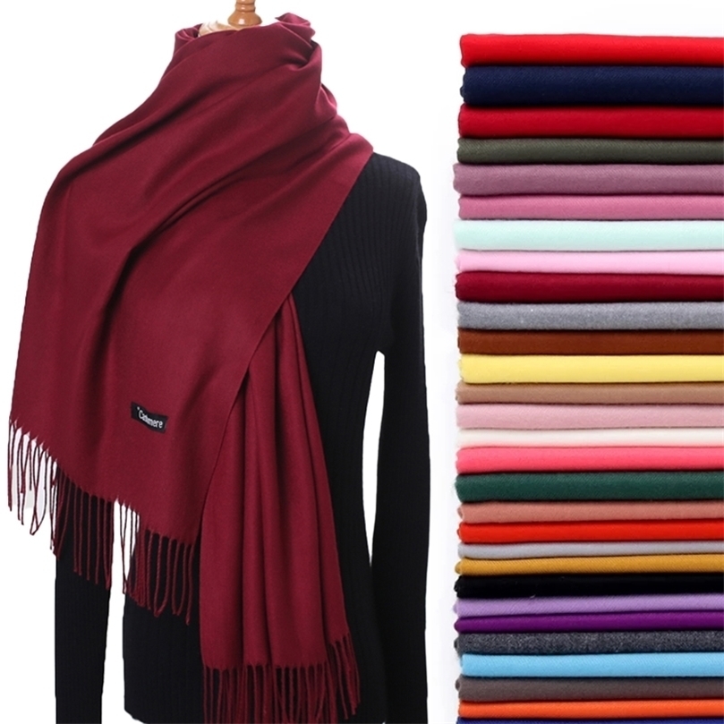 

Scarves Winter Solid Scarf Women Warm Cashmere Scarves Ladies Hijab Neck Long Shawl Wraps Foulard Female Head Pashmina Bandana 221010