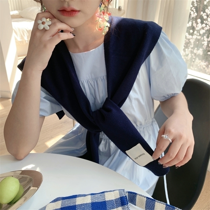 

Scarves Korean Knit Shawl Autumn Winter Female Blouse Shoulders Fake Collar Cape Knotted Scarf Solid Color Neck Guard Scarve For Women 221010