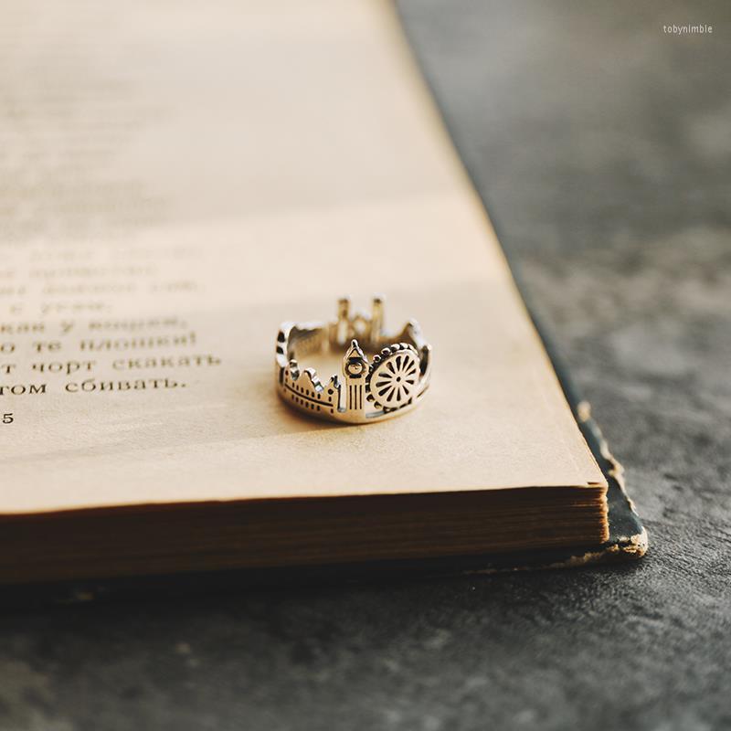 

Wedding Rings Vintage Castle Fun Fairground Ferris Wheel Silver Color Adjustable For Women Cool Unusual Jewelry Wholesale