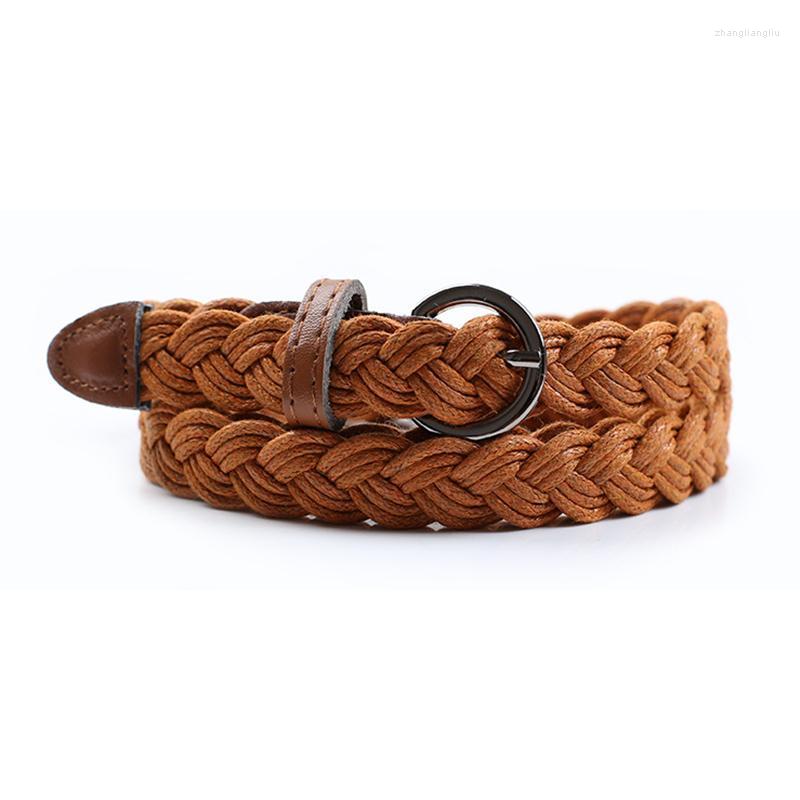 

Belts Women Alloy Pin Buckle Woven Belt 2022 Fashion Casual Elegant Chic Black Streetwear Party 105CMBeltsBelts, White