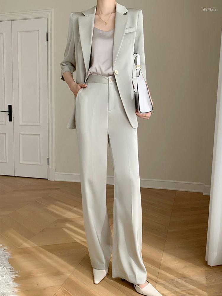 

Women's Two Piece Pants Women Casual Elegant Business Trousers Suit Office Slim Vintage Blazer Pantsuit Femme Fashion Korean Clothes Pieces, Picture color