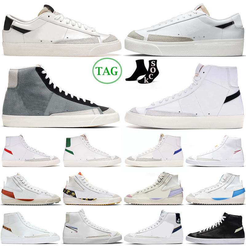 

Blazer Mid 77 Vintage Blazers Running Shoes Casual Shoes Men Women Black White Ghost Pine Green University Blue Mens Trainers Sneakers, White indigo