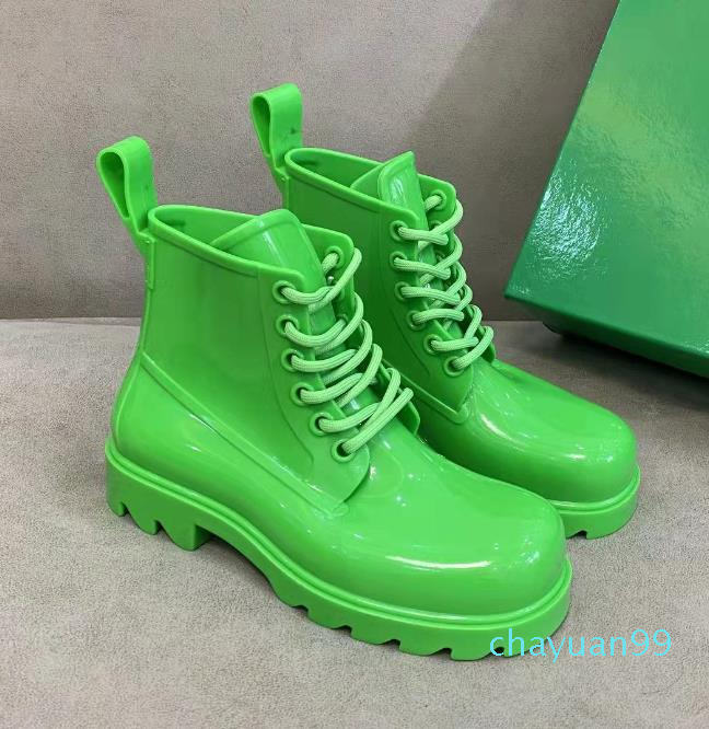 

Shoes designer Womens boots Martin boots rubber material latest style waterproof and non slip, Blue