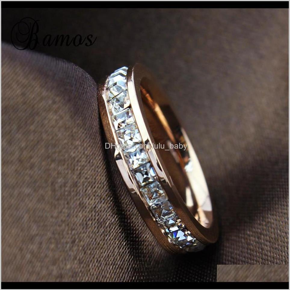 

Band Drop Delivery 2021 Geometric Design Fashion Wedding Rose Gold Ring Titanium Steel Rings For Women Summer Engagement Jewelry R245E