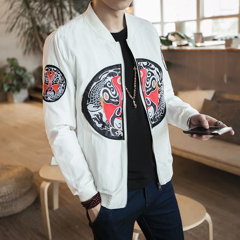 

Men's Jackets Casual Long Sleeve Stand Collar Bomber 2022 Spring Autumn Man Jacket Loose Coat Dragon Pattern Brand Embroidery Mens, Black