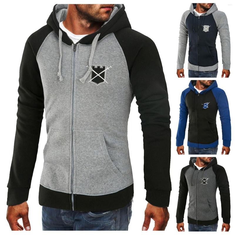 

Men's Hoodies Men's Pocket Retro Color Block Zipper Top Slim Fit Hooded Sweater Hoodie, Dark gray