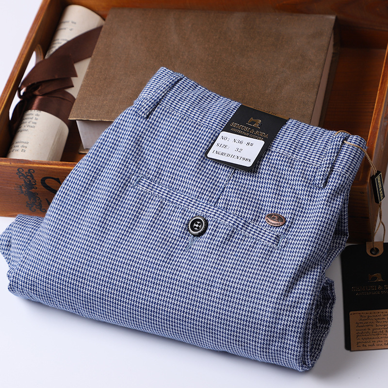 

Men's Pants Plaid Pants Blue Brand Pantalons Korea Style Spring Summer Autumn Pants Men Trousers Business 221010