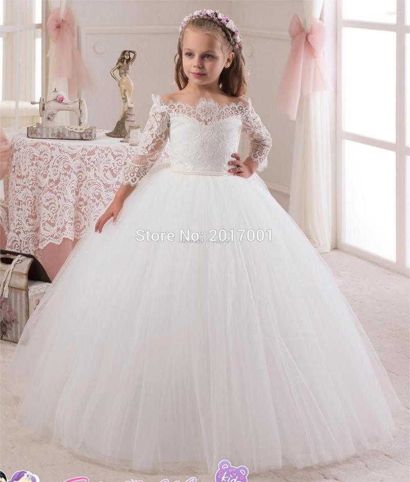 

Girl Dresses Custom Made White Lace Sleeveless Ball Gown Dress