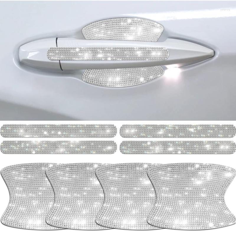 

Interior Accessories Rhinestone Car Door Handle Stickers Crystal Glitter Protector Decals Scratch Safety Reflective Auto Sticker