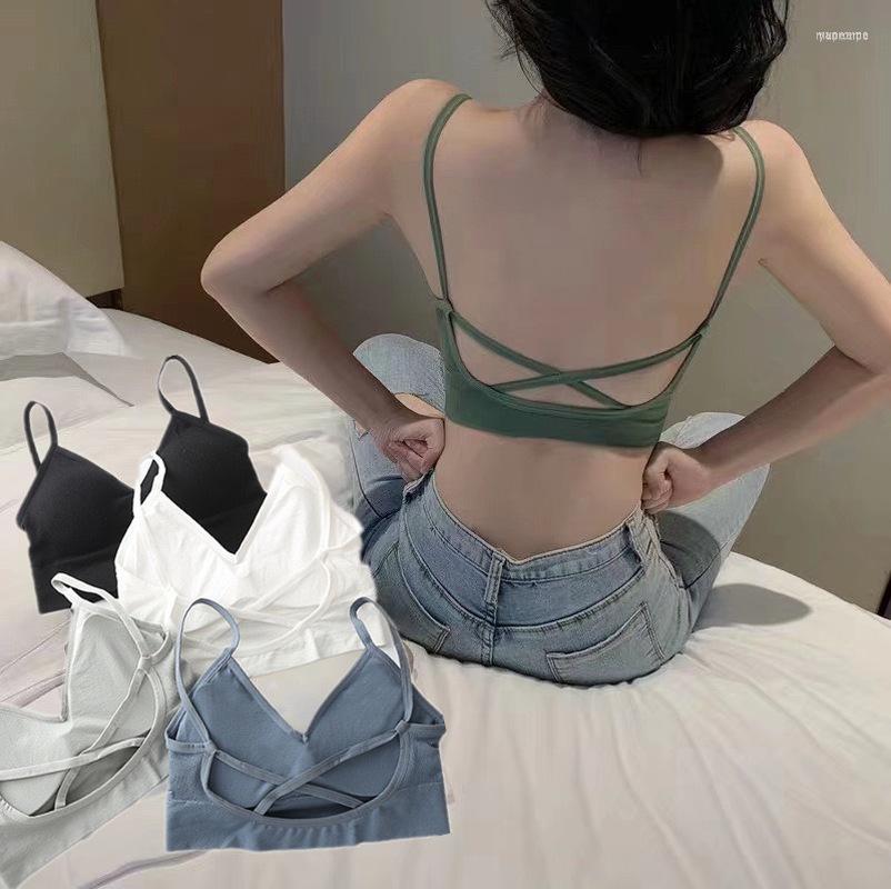 

Bustiers & Corsets Criss-Cross Back Bra Tube Top Women Crop Daisy Pattern Sexy Lingerie Sports Fashion Street, Gray