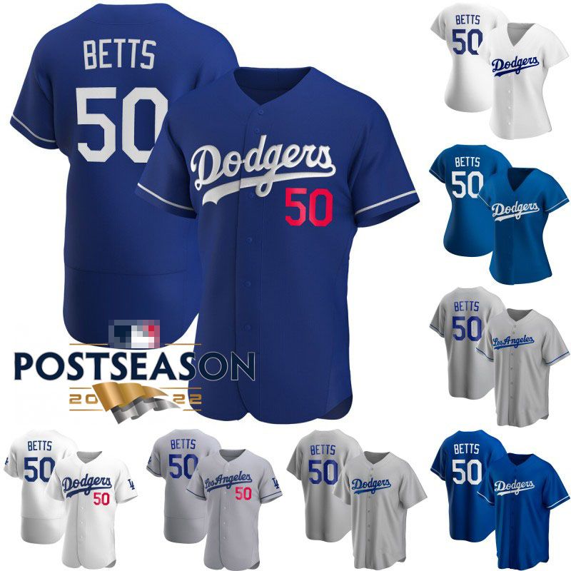 

2022 Postseason Mookie Betts Dodgers Jersey Cody Bellinger Clayton Kershaw Freddie Freeman Justin Turner Julio Urias Trea Turner Chris Taylo, Mens flex base white