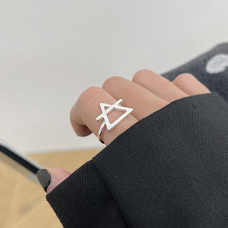 

Wedding Rings Simple Minimalist Thin Small Geometric Triangle Silver Color Adjustable For Women Korean Fashion Jewelry Gifts