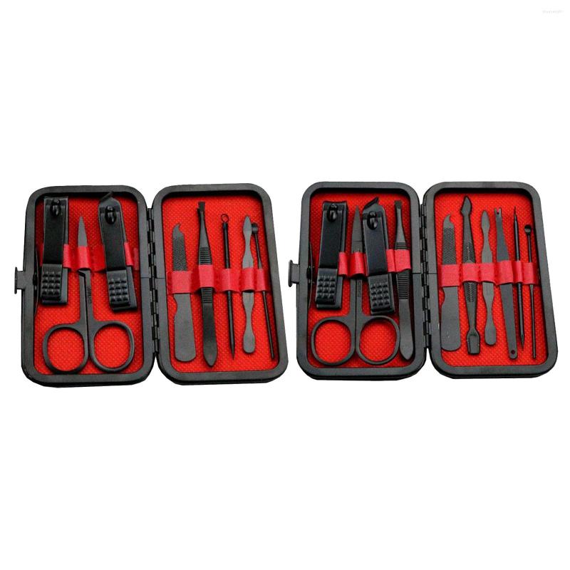 

Nail Art Kits Men Women Manicure Stainless Clippers Tool Kit With Leather Container