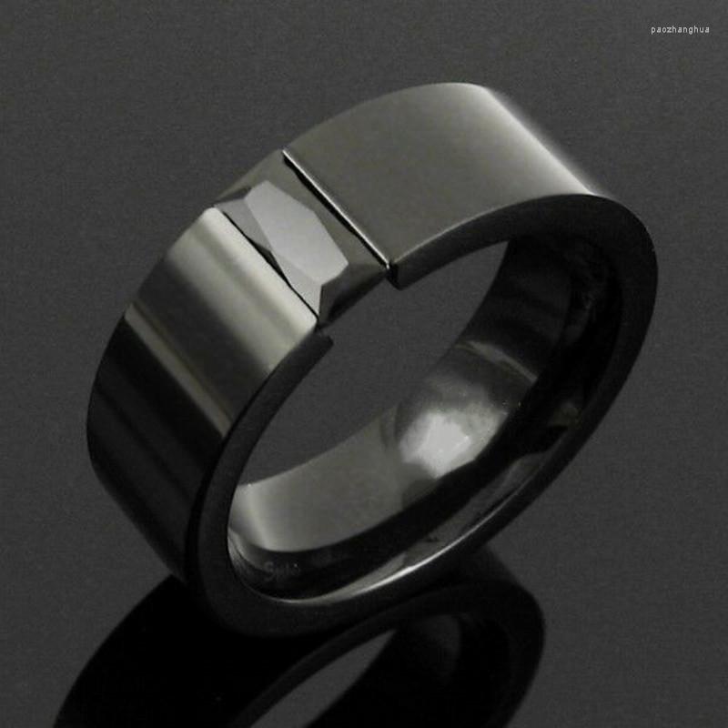 

Wedding Rings Stainless Steel Men's Black Square Zircon Ring Simple Comfortable Engagement Jewelry Cocktail Party