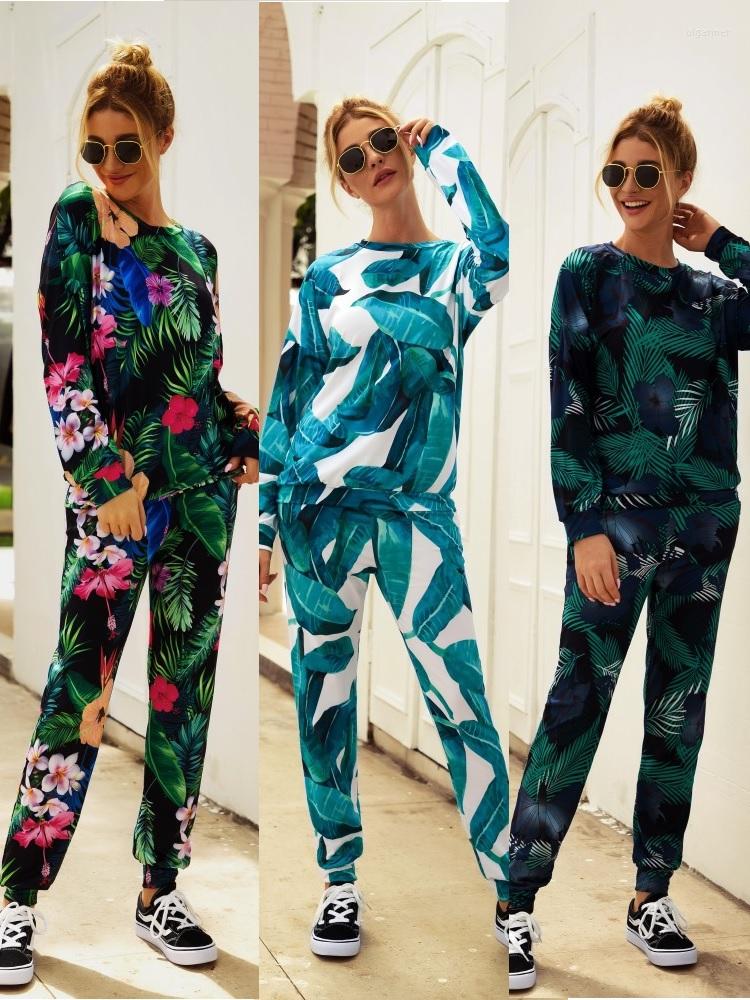 

Women' Tracksuits 2022 Spring Autumn Sexy Women T Shirt Harem Pants  Set Printed Round Neck Fashion Casual Suit Top Two Piece, As photo show
