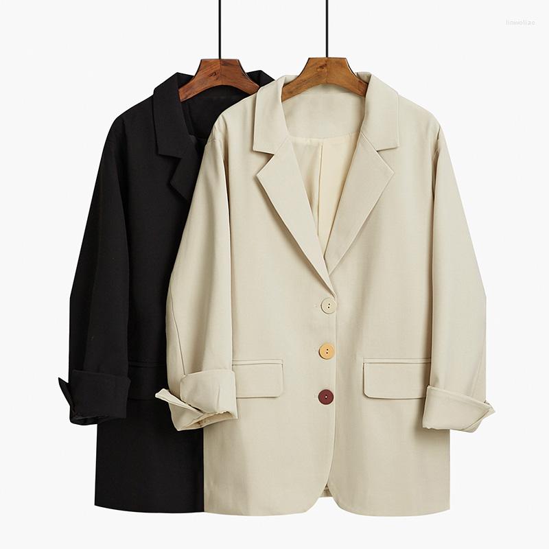 

Women' Suits Female Coat 2022 Single Breasted Outwear Korean Style Spring Autumn Casual Slim Pockets Tops Women Solid Color Blazer, Black
