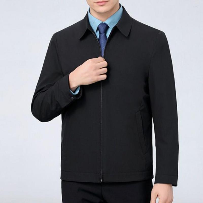 

Men's Jackets Men Business Coat Long Sleeve Male Pockets Pure Color Washable For, Black