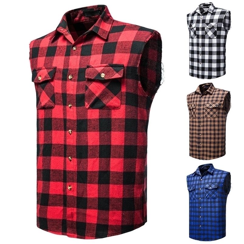 

Men' Vests Fashion Cowboy Sleeveless Plaid Shirt Men Vest Casual Cotton Snap Shirts Mens Double Pocket Beach Party Vest Checkered Tops 221010, Blue