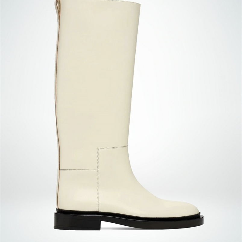 

Boots QUTAA 2023 Ins Fashion Brand Women Knee high Square Heels Motorcycle Warm Long Genuine Leather Casual Shoes 34-42 221010, Yellow-dl