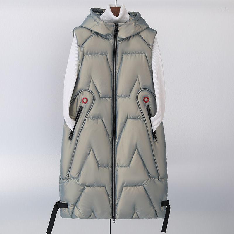 

Women's Vests Autumn And Winter Vest Women Sleeveless Jacket Mid-Length Hooded Casual Wild Outerwear Clothing, Beige