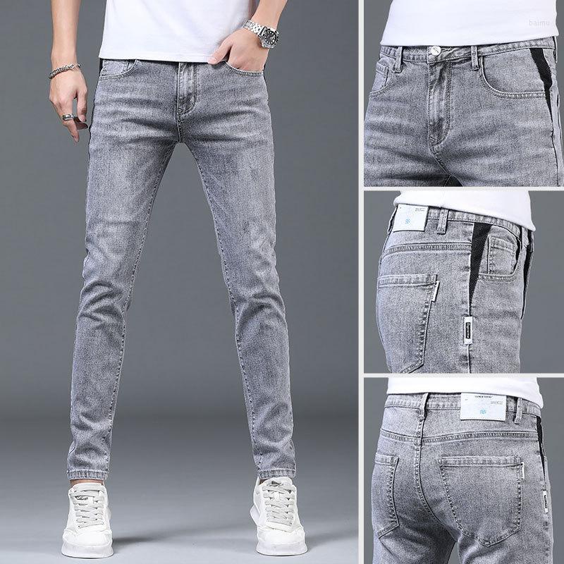 

Men's Jeans Light Gray Men's Spring Autumn 2022 Straight Trousers Summer Models Slim Student Teenagers Designer Skinny Pants, Wlyj-1635 blue