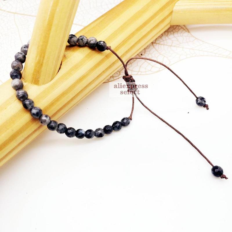 

Charm Bracelets High Quality 6MM Faceted Black Labradorite Stone Women Men Yoga Jewelry Bijoux