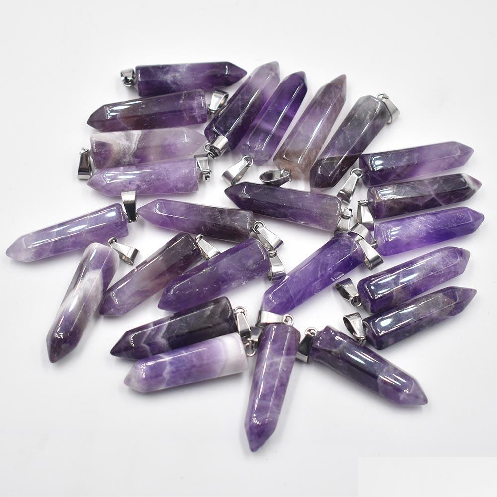 

Charms Amethyst Hexagonal Pillar Charms Quartz Crystal Natural Stone Pendants For Necklace Earrings Jewelry Making Drop Delivery 2022 Dhlfx