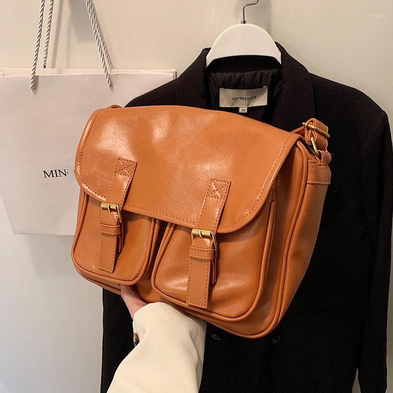 

Evening Bags Vintage Women Small Pu Leather Handbags Tote Fashion Female Crossbody For Casual Ladies Shoulder Messenger Bag, Brown