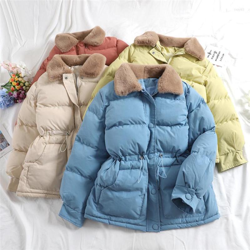 

Women' Vests Gowyimmes Autumn Winter Women Thicken Cotton Coat Drawstring Coats Long Sleeve Jacket Female Warm Fur Collar Parkas Outwear, Pink