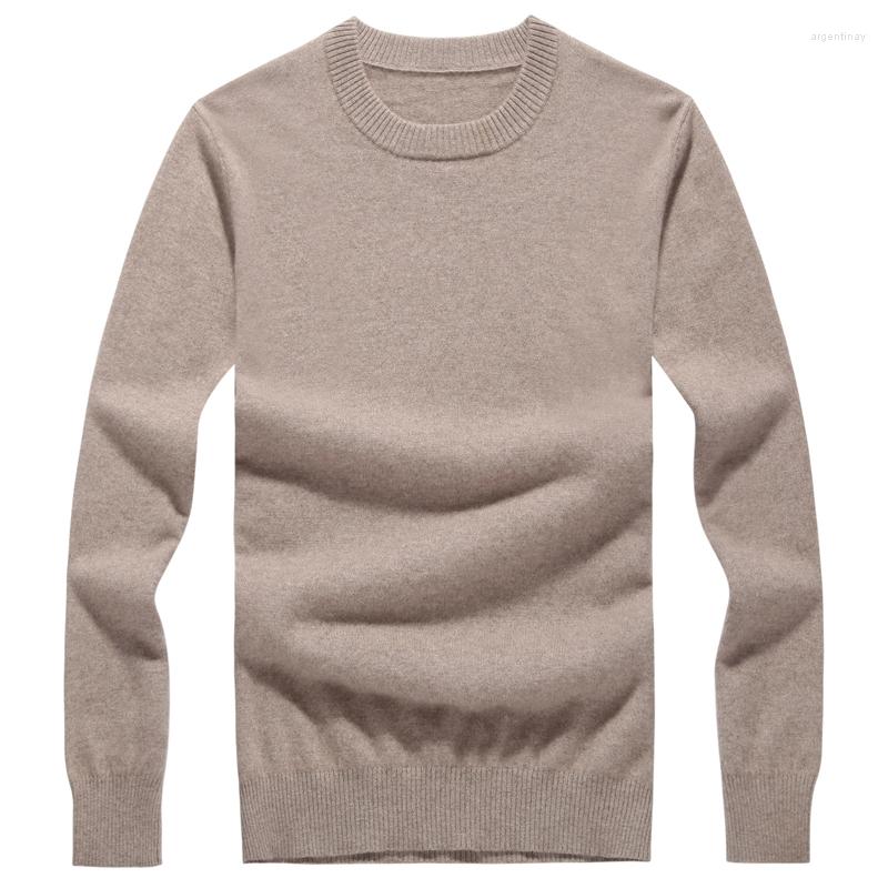 

Men's Sweaters Big Size Goat Cashmere Men's Boutique Basic Pullover Sweater Beige White 8colors Oneck 340g M/110-2XL/125, Ginger yellow