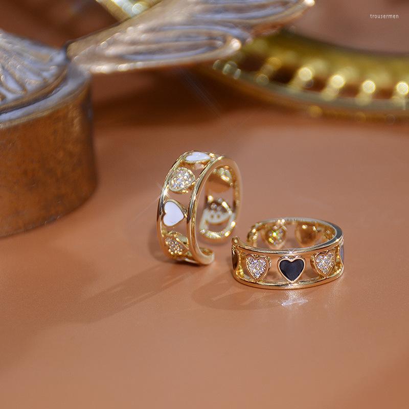 

Cluster Rings Exquisite Open Hollow Out Ring Personalized Heart Design For Lady Elegant Luxury Tiny Shine Simple Classic RingsCluster