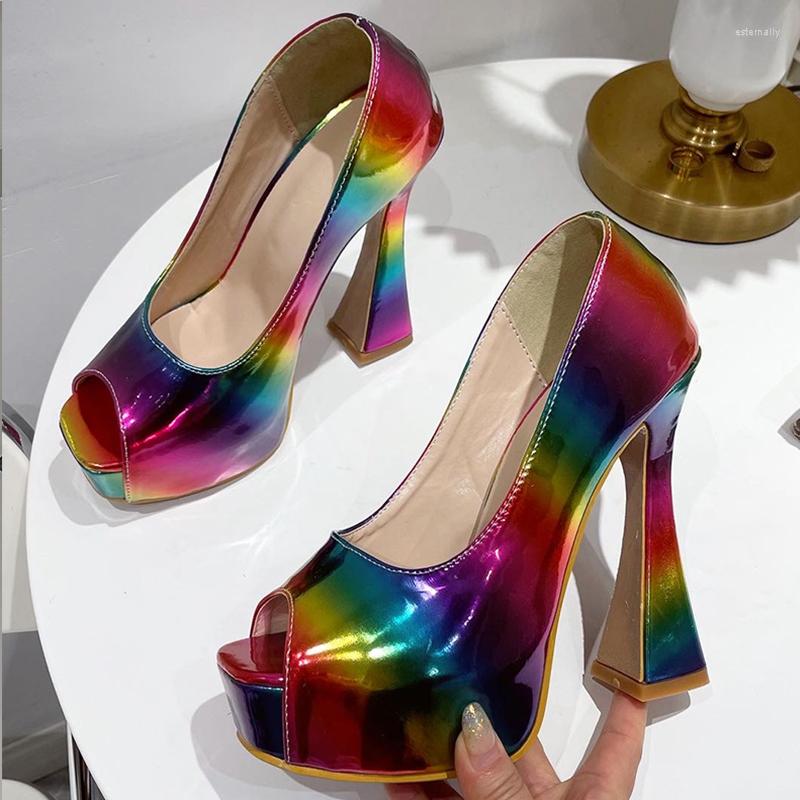 

Dress Shoes Spring Autumn Women Pumps 2022 Fashion Peep Toe Spike Heels Party Female 14CM Sexy High For Ladies, Black