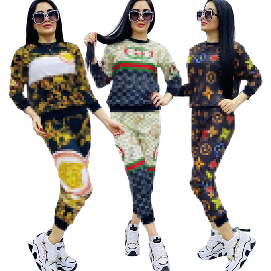 

2022 Designer Tracksuits Womens 2 Piece Set Outfits Long Sleeve Casual Brand Clothing Jogging Sport Suit Fashion Letter Print Sportswear K499, Mix color