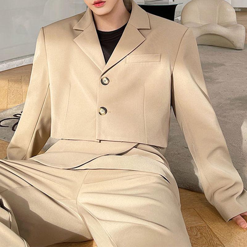 

Men's Suits Spring Short Suit Top Men's Korean Version Of The Trend Temperament Personality Design Sense Ruffian Handsome Casual Jacket, Black