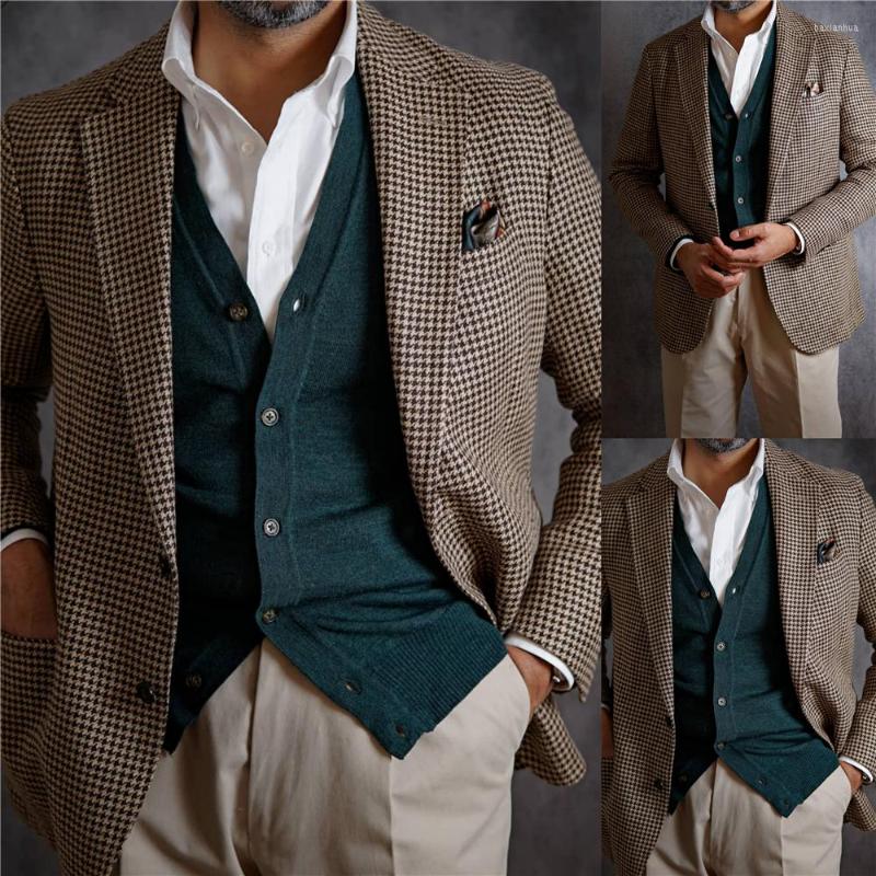 

Men's Suits Plaid Casual Singal Breasted England Style Wram Winter Top Thick Woolen Man Suit Jacket, Pic