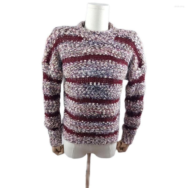 

Women' Vests Stripe Sweater Streetwear Loose Tops Women Pullover Female Jumper Long Sleeve Turtleneck Casual Mujer, Burgundy