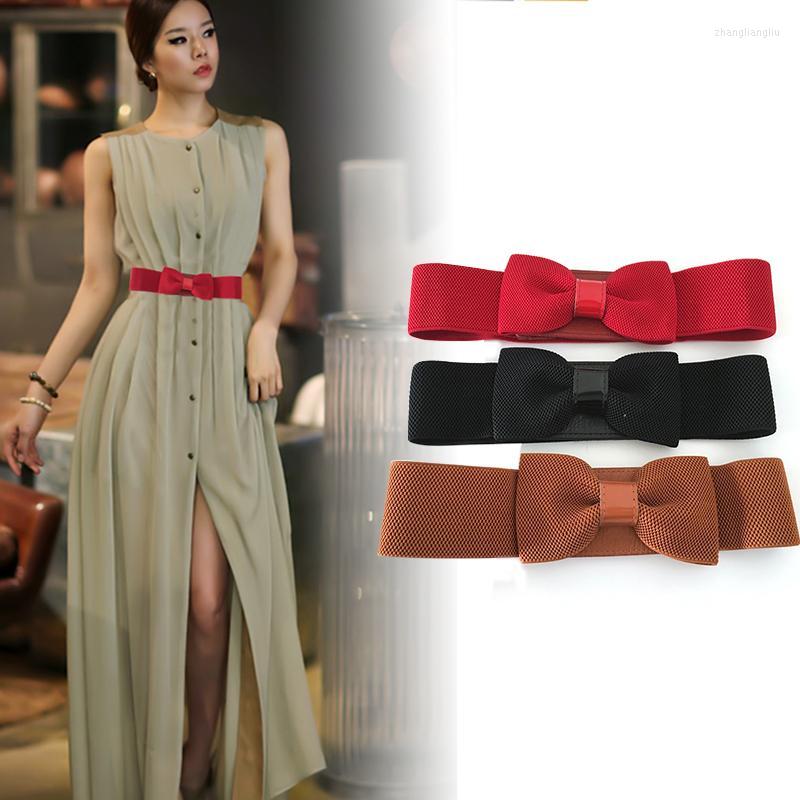 

Belts Fashion Designer Women Elastic Corset Belt For Bow Black Red Brown Wide Waistband Female Dress Ceinture FemmeBelts BeltsBelts