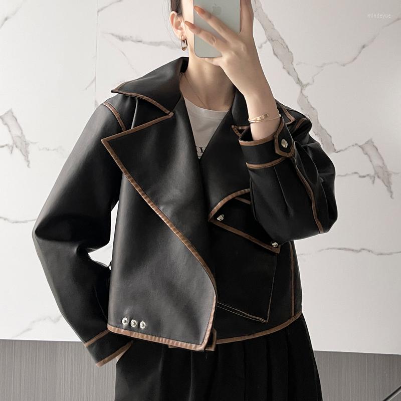 

Women' Leather Synthetic Faux Jackets Women 2022 Spring Autumn Casual Basic Coat Oversized Turn-down Collar Motor Biker Y2k Jacket, Black