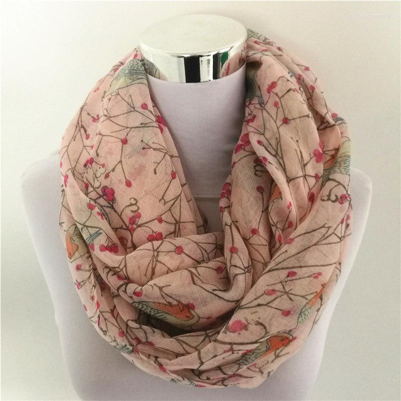 

Scarves Infinity Scarf Women Viscose Neck Warmer Women's Head Hood Bird Print Circle Ring For