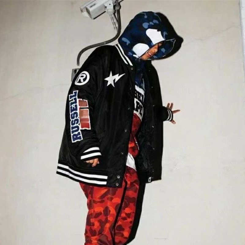 

Apeman baseball jacket mens cardigan coat designer jackets men women hip-hop sportswear embroidered loose coats, Black