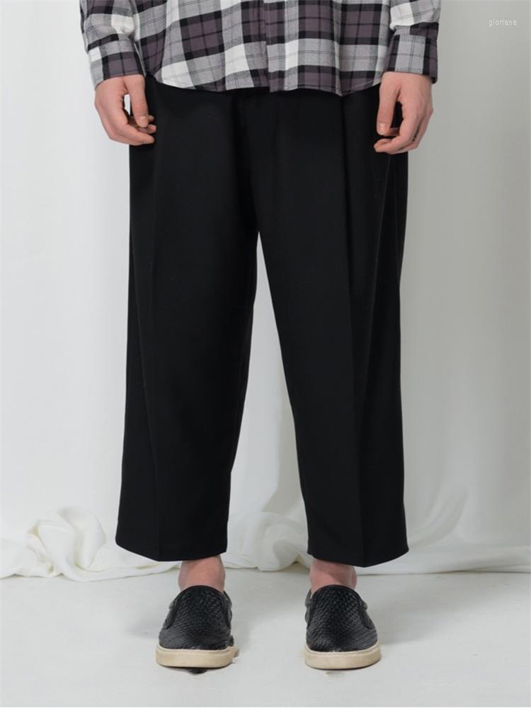 

Men' Pants The Summer Korean Fashion Men' Loose Straight Youth Nine Matching Pure Color Wide Leg, Black