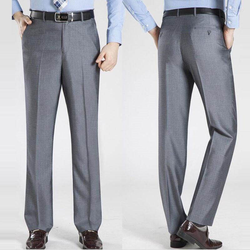 

Men's Pants Men's Suit Summer High Waist Loose Business Dress Trousers Thin Anti-wrinkle Free More Size 29-44, 1805 medium gray