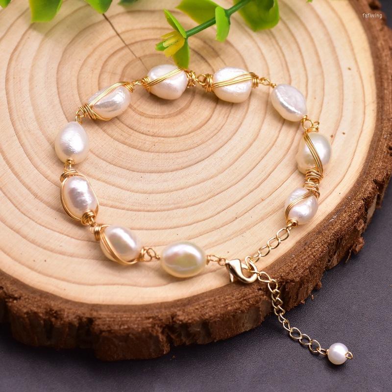 

Bangle Korean Baroque Natural Freshwater Pearl Bracelet Women Handmade Bracelets Christmas Fashion Jewelry Wedding Party Gifts