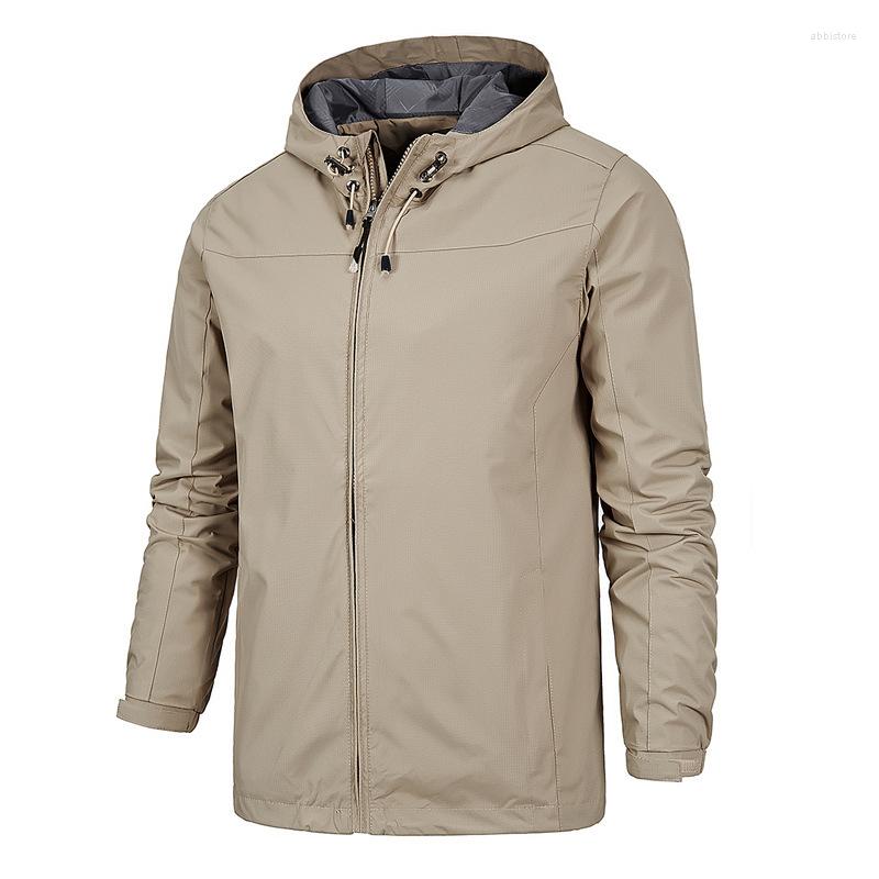 

Men's Jackets Spring Autumn Men Windproof Waterproof Casual Solid Color Hooded Outdoor Mountaineering