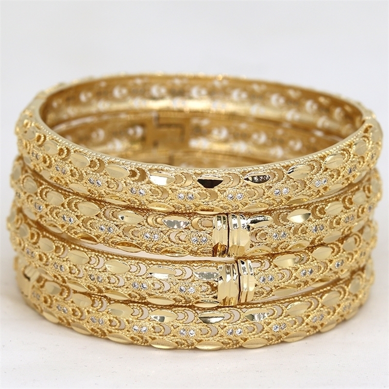 

Charm Bracelets Dubai Bangles For Women Girl rhinestones Jewelry 14k Gold plated Africa luxury Saudi Arab Bracelets Habesha Indian Bride Gift 221008