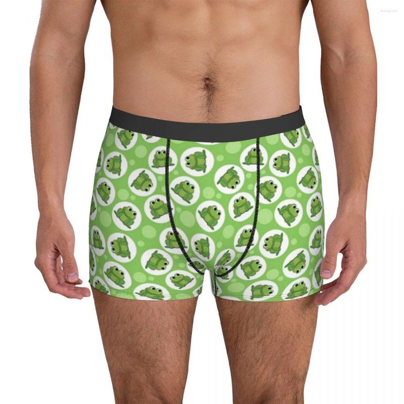 

Underpants Cute Green Frog Underwear Love Cartoon Frogs Men Boxer Brief Stretch Trunk Customs Plus Size